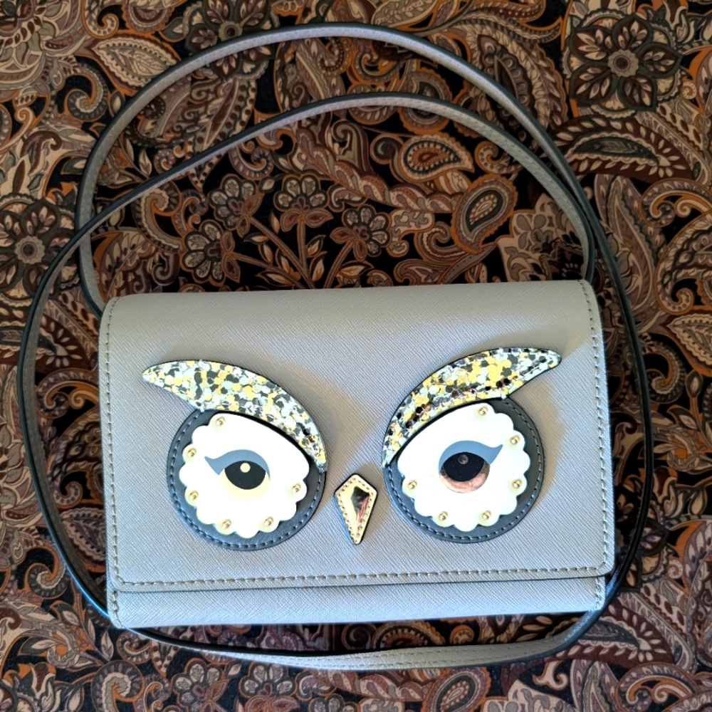 Kate Spade Gray Owl Crossbody Bag